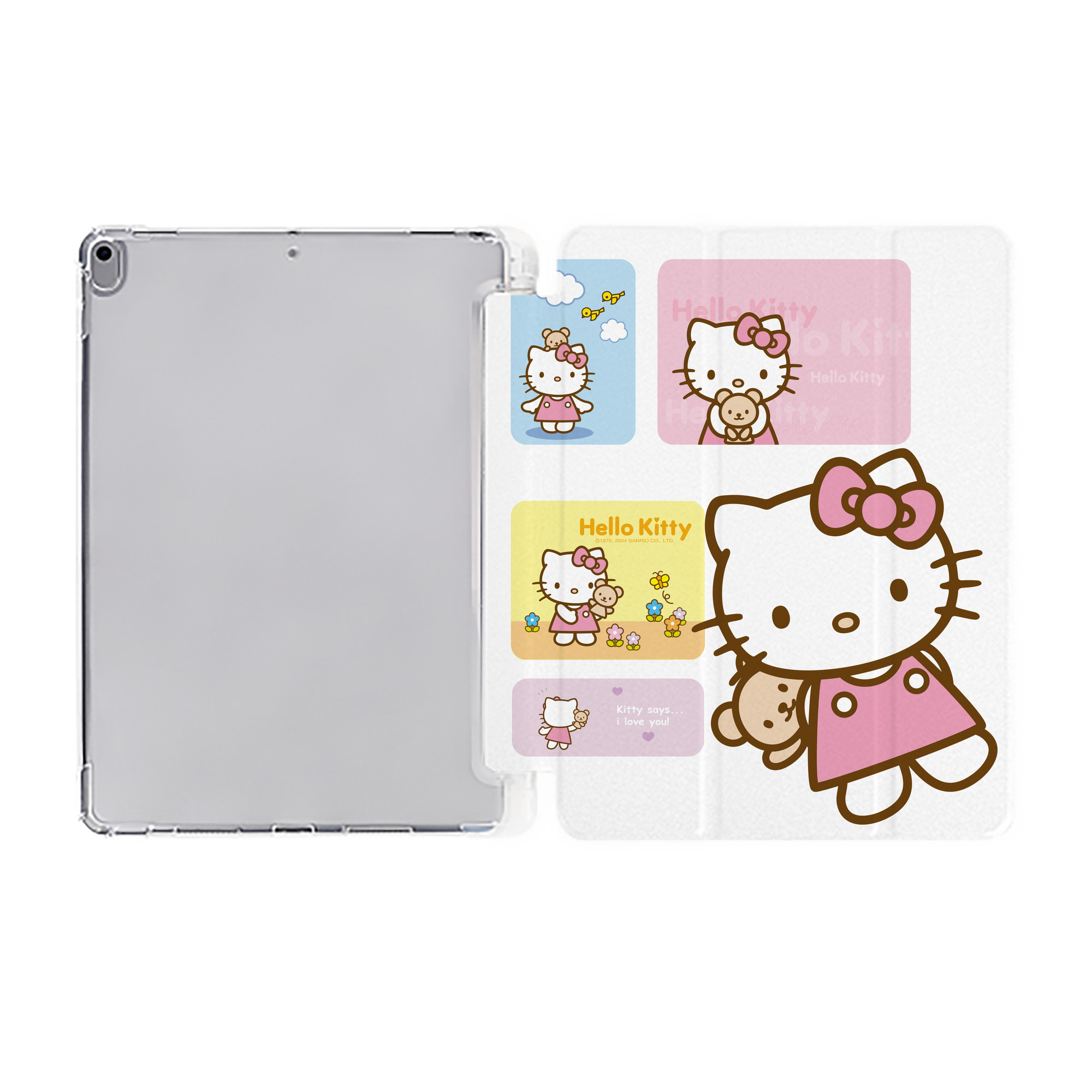 （画像用） Hello Kitty ハローキティ IPad ケース ペン収納付き 三つ折りスタンド PUレザー×シリコン 対応機種9.5/10.5/10.9インチ